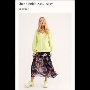SALE NWOT Free People Sheer Ankle Maxi skirt XS, S, M